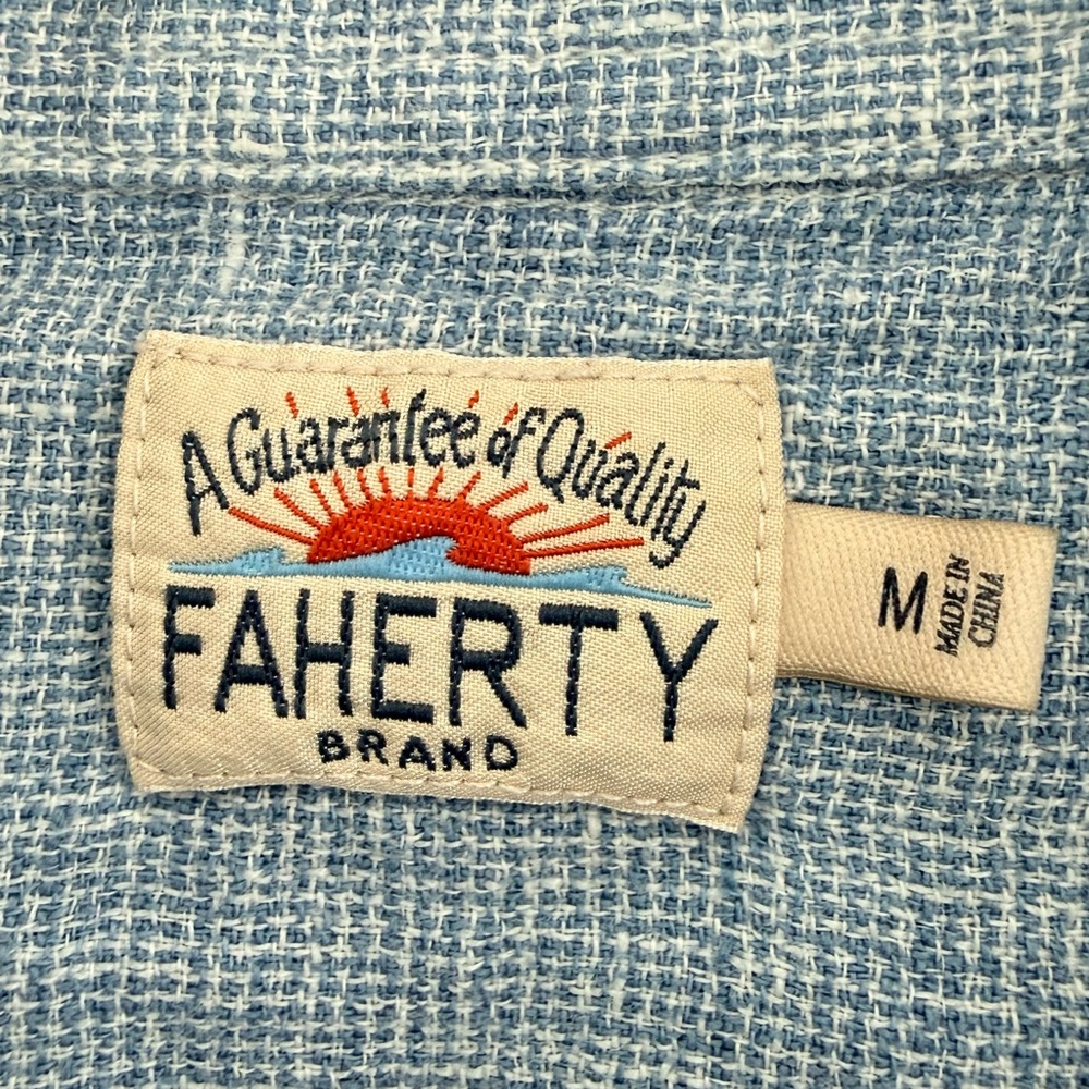Faherty Short-Sleeve Palma Linen Shirt - Blue Basketweave - Picture 8 of 10